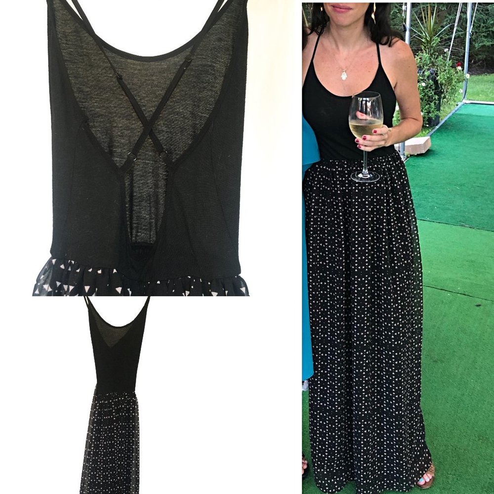 Urban Outfitters Ecote Black Maxi Dress Geometrical Pattern Size XS